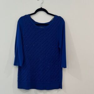 Covington Royal Blue Textured Knit Top